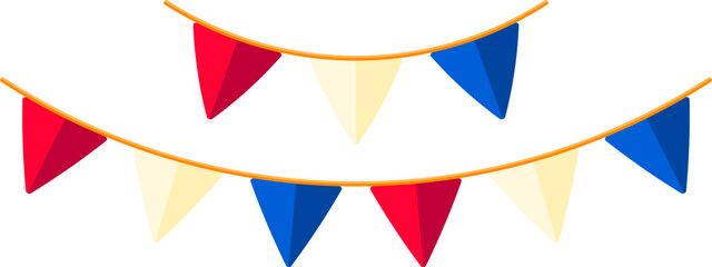 Tri color bunting flag icon in flat style.