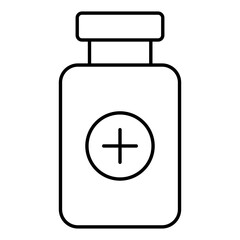 Obraz premium Black line art illustration of Medicine bottle icon.