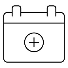 Add calendar icon in thin line art.
