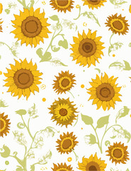 Retro Sunflower Pattern Illustration