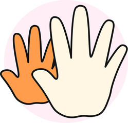 Caring hand icon in yellow and orange color.