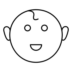 Fototapeta premium Cartoon baby boy face icon in thin line art.