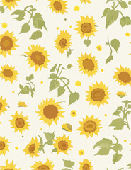 Seamless Floral Background with Sunflowers