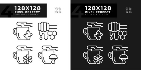 2D pixel perfect simple collection of dark and light icons representing allergen free, editable thin line illustration.