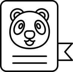Bear on greeting card icon in black line art.