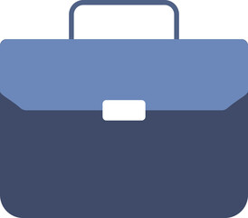Flat Style Hand Holding Briefcase Icon In Blue And White Color.