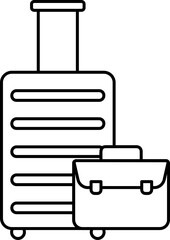 Luggage Or Briefcase Icon In Black Line Art.
