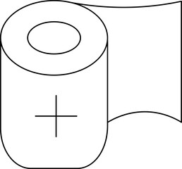 Bandage Roll Icon or Symbol in Black Line Art.
