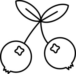Bilberry Icon In Black Outline.