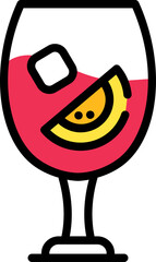 Wine Glass with Lemon or Orange Slice icon in flat style.
