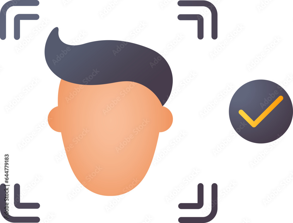 Poster vector illustration of check or apply face scan icon.