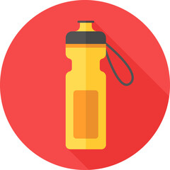 Water bottle icon in yellow color on red background.