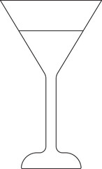 Martini Glass Icon in Black Line Art.