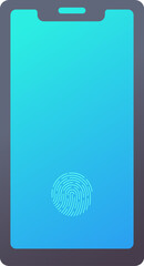 Fingerprint sensor in smartphone screen icon or symbol.