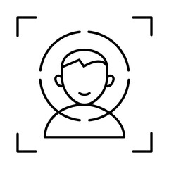 Black line art illustration of Face Scan icon.