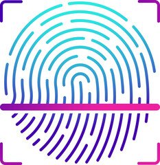 Obraz premium Fingerprint scan icon in blue and pink color.