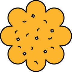 Flat Style Cookie Icon In Yellow Color.