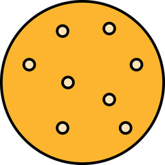 Round Cookie Icon In Yellow Color.