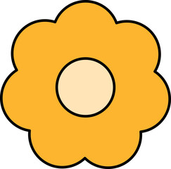 Yellow Color Cookie Icon In Flat Style.