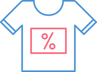 Discount T-Shirt Icon in Thin Line Art.