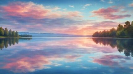 Picturesque Lake Sky Background Lake With Beautiful Sky Background Lake Landscape With Stunning Sky Waterfront View With Sky Lake Horizon Under Blue Sky AI Generative