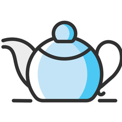 Kettle or Tea pot icon in blue and black color.