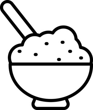 recommend clip art: Line art illustration of Spoon in food pot icon.