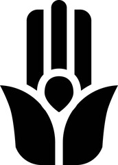 Buddhism hand sign in b&w color.
