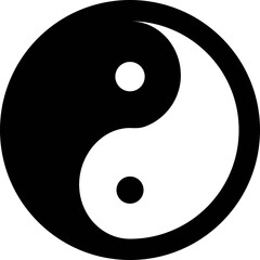 B&W yin-yang icon in flat style.