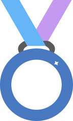 Flat Style Round Medal with Ribbon Icon.