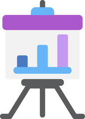 Bar Graph Presentation Board Colorful Icon in Flat Style.