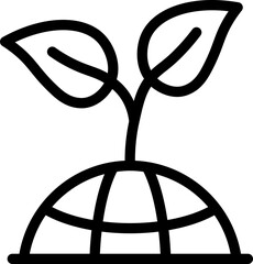 Eco Global Icon In Black Line Art.