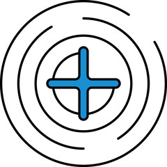 Dartboard Icon In Blue And White Color.