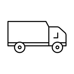 Truck icon or symbol in thin line art.