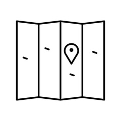 Map navigation icon in thin line art.