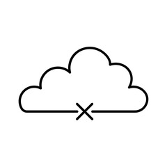 Cloud remove or delete icon in line art.