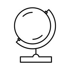 Globe stand icon in black line art.