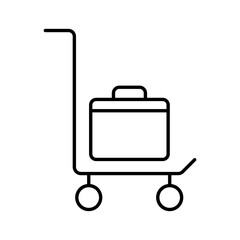 Luggage trolley icon in thin line art.
