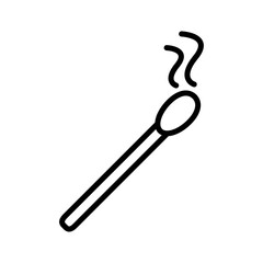 Fire matchstick icon in thin line art.