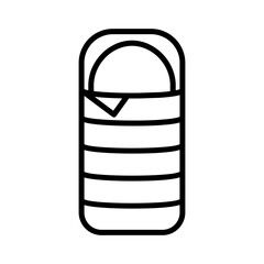 Sleeping bag icon in black line art.