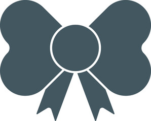 Bow Ribbon Icon In Gray Color.