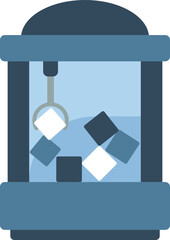 Illustration of claw game machine icon in blue color.