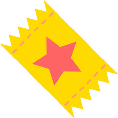 Star ticket icon in yellow and red color.