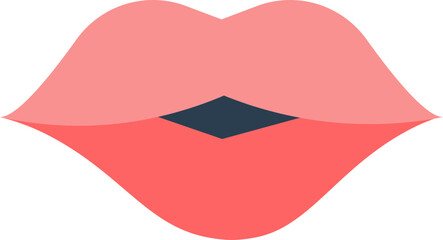 Red lips icon in flat style.