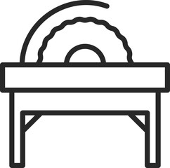 Flat Style Saw Table Icon in Thin Line Art.
