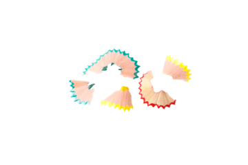 PNG, shavings from colored pencils isolated on white background