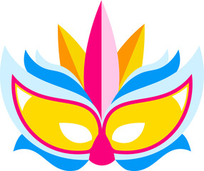 Colorful feather party mask icon or symbol.