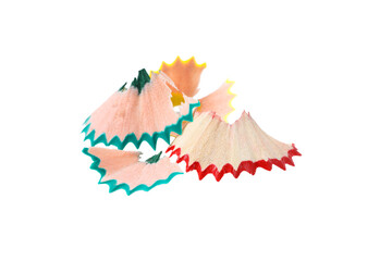 PNG, shavings from colored pencils isolated on white background