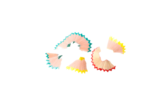 PNG, shavings from colored pencils isolated on white background