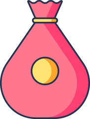 Money Bag Icon In Pink And Yellow Color.